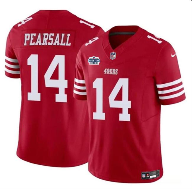 Personalized Men’s San Francisco 49ers #14 Ricky Pearsall Red 2024 With Draft Patch F.U.S.E. Untouchable Limited Stitched Football Jersey