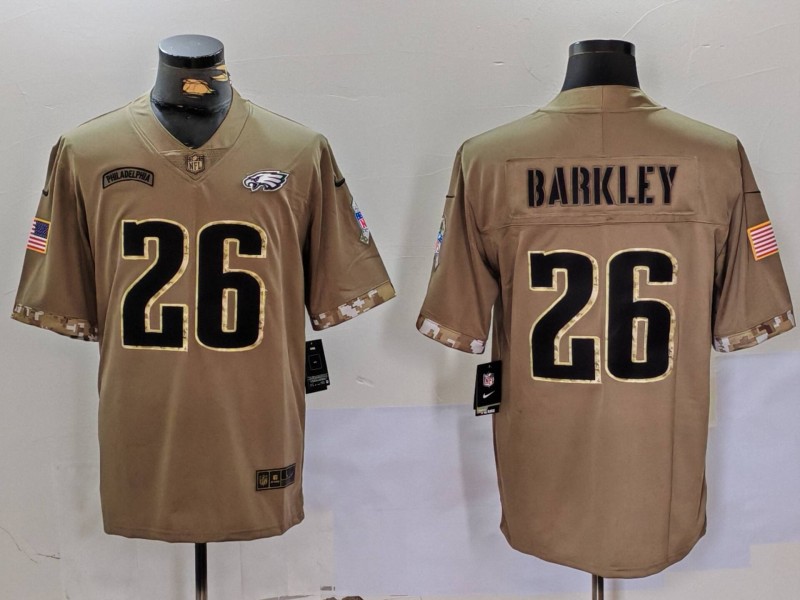 Personalized Men’s Philadelphia Eagles #26 Saquon Barkley Camo Salute To Service Limited Stitched Jersey