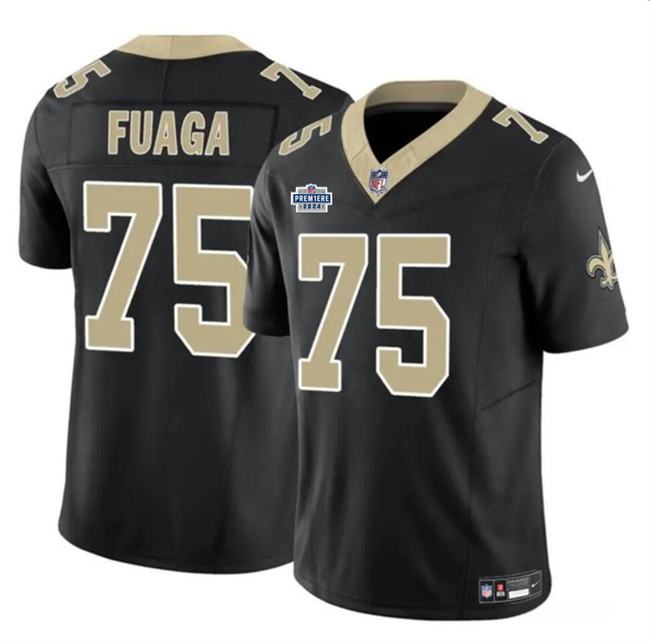 Personalized Men’s New Orleans Saints #75 Taliese Fuaga Black 2024 With Dradt Patch F.U.S.E Limited Stitched Football Jersey