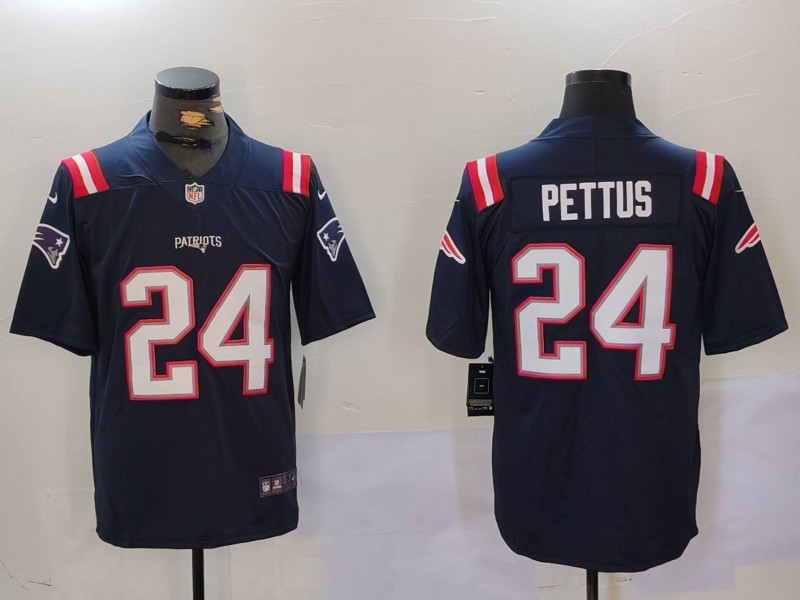 Personalized Men’s New England Patriots #24 Dell Pettus Navy Limited Stitched Football Jersey
