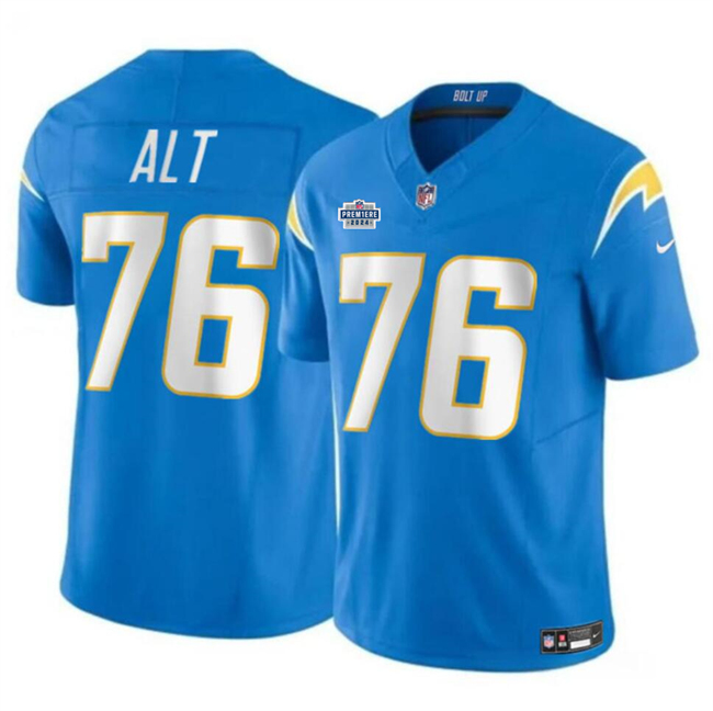 Personalized Men’s Los Angeles Chargers #76 Joe Alt Light Blue 2024 With Dradt Patch Limited Stitched Football Jersey