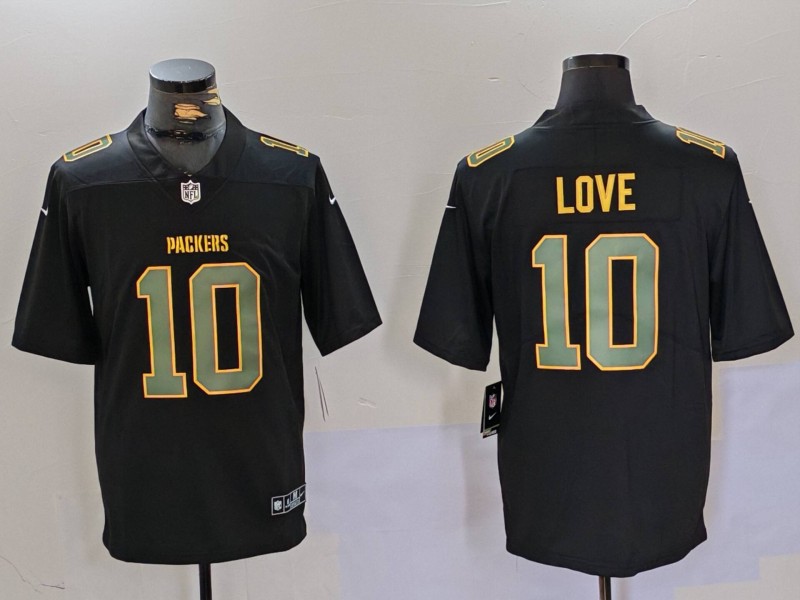 Personalized Men’s Green Bay Packers #10 Jordan Love Black Fashion Limited Stitched Football Jersey
