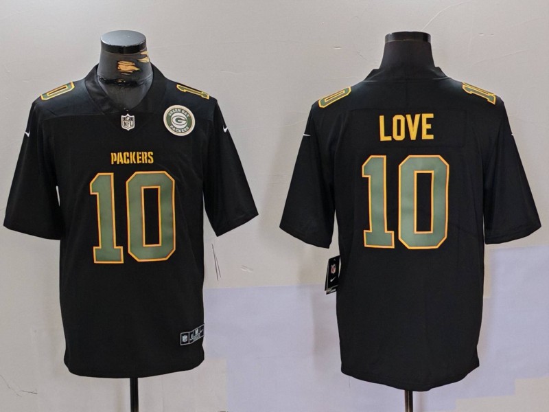 Personalized Men’s Green Bay Packers #10 Jordan Love Black Fashion Limited Stitched Football Jerseys