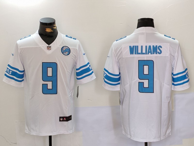 Personalized Men’s Detroit Lions #9 Jameson Williams White With Patch Untouchable Limited Stitched Jersey