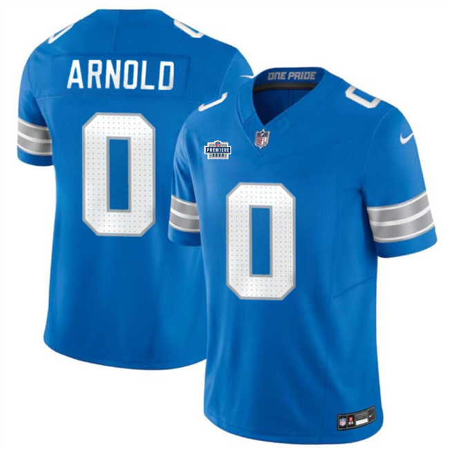 Personalized Men’s Detroit Lions #0 Terrion Arnold New Blue 2024 With Dradt Patch F.U.S.E. Limited Stitched Jersey