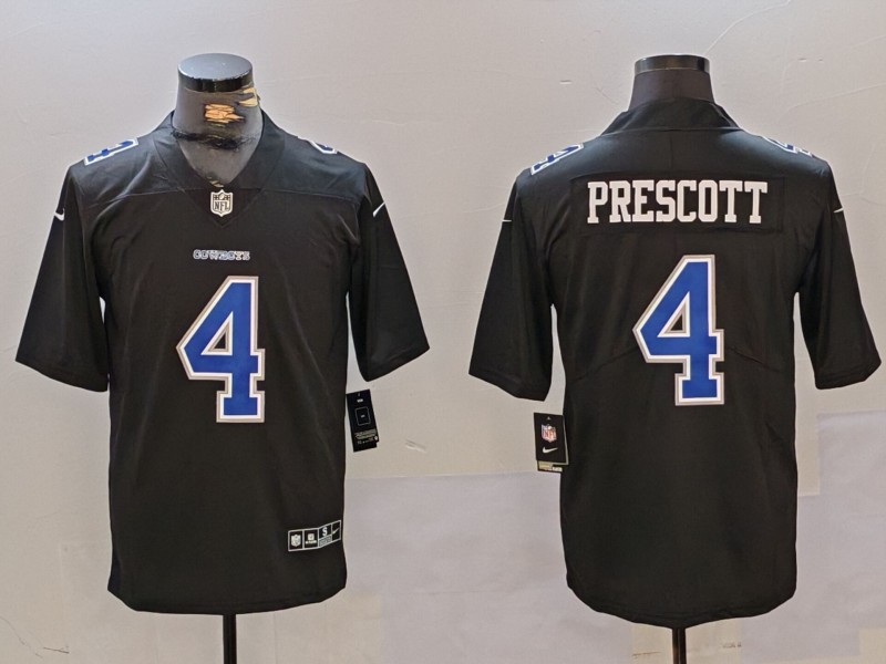 Personalized Men’s Dallas Cowboys #4 Dak Prescott Black Throwback Untouchable Limited Stitched Football Jersey