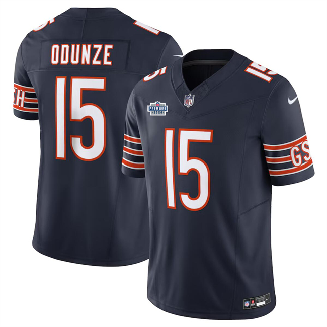 Personalized Men’s Chicago Bears #15 Rome Odunze Navy 2024 With Draft Patch F.U.S.E. Stitched Football Jersey