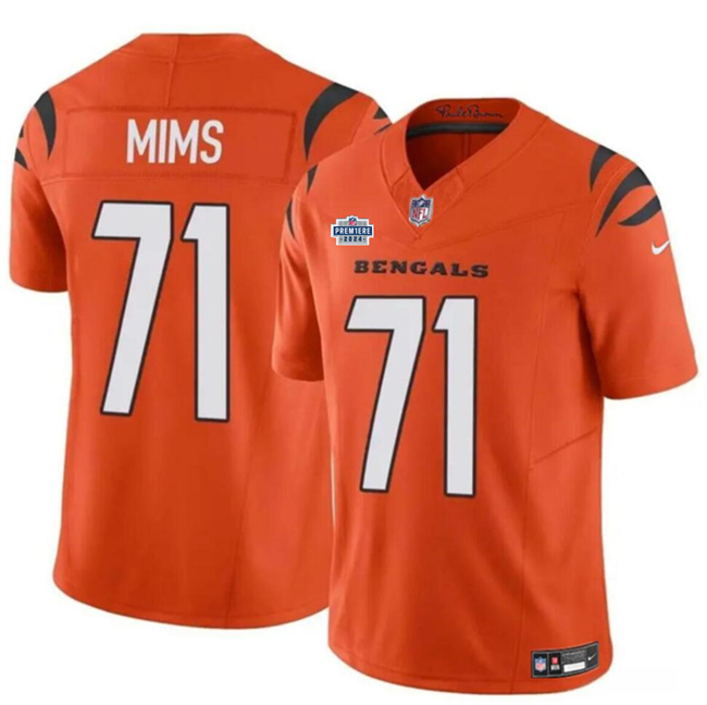 Personalized Men’s Cincinnati Bengals #71 Amarius Mims Orange 2024 With Dradt Patch F.U.S.E Untouchable Limited Stitched Jersey