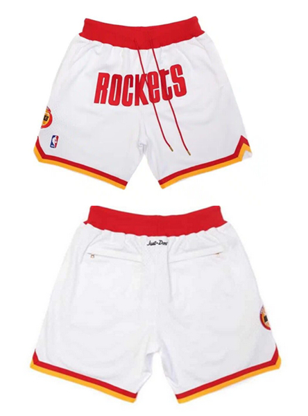 Personalized Men’s Houston Rockets White Shorts (Run Small)