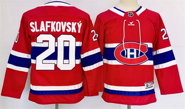 Personalized Youth Montreal Canadiens #20 Juraj Slafkovsky Red 2024-25 Stitched Jersey