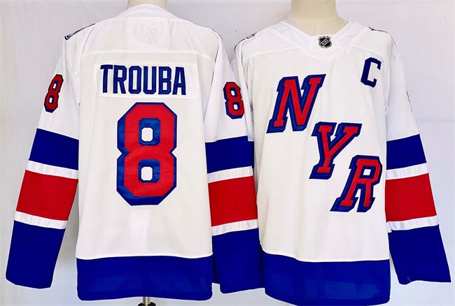 Personalized Men’s New York Rangers #8 Jacob Trouba White 2024-25 Stadium Series Stitched Jersey