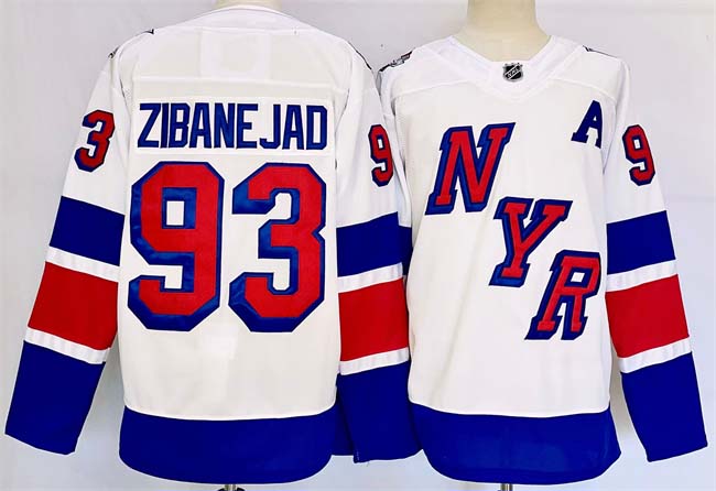 Personalized Men’s New York Rangers #93 Mika Zibanejad White 2024-25 Stadium Series Stitched Jersey