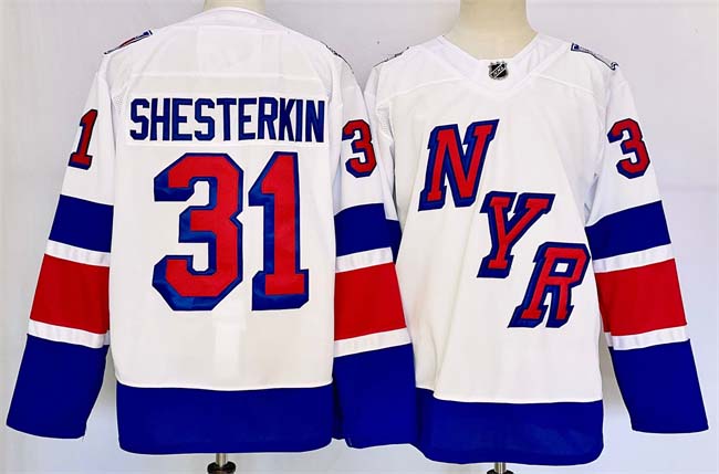 Personalized Men’s New York Rangers #31 Igor Shesterkin White 2024-25 Stadium Series Stitched Jersey