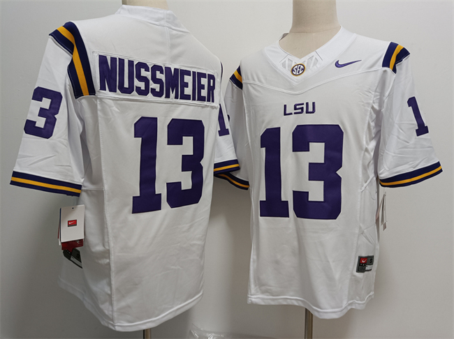 Personalized Men’s LSU Tigers #13 Garrett Nussmeier White F.U.S.E Stitched Jersey