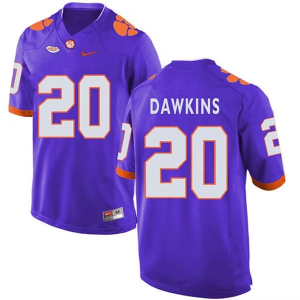 Personalized Men’s Clemson Tigers #20 Brian Dawkins Purple Stitched Football Jersey