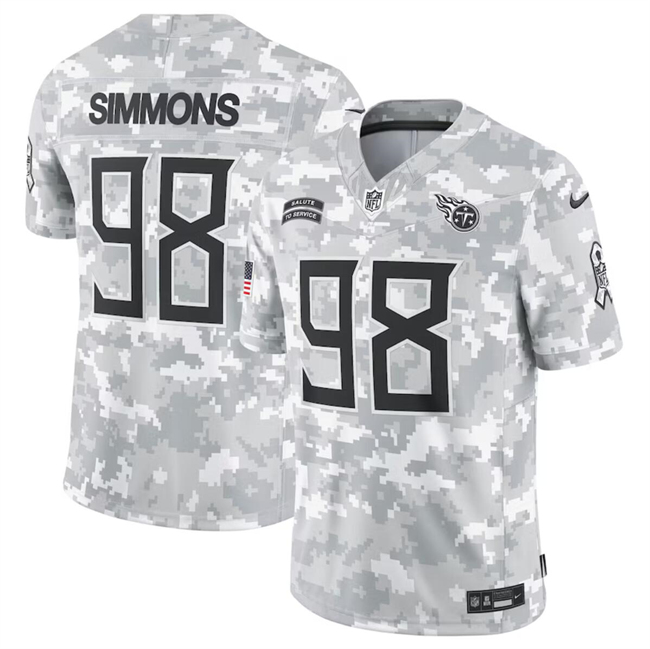 Personalized Men’s Tennessee Titans #98 Jeffery Simmons 2024 Arctic Camo Salute To Service Limited Stitched Football Jersey