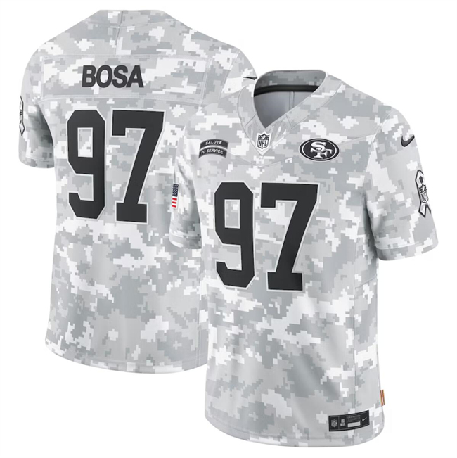Personalized Men’s San Francisco 49ers #97 Nick Bosa 2024 Arctic Camo Salute To Service Limited Stitched Football Jersey