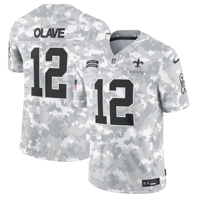 Personalized Men’s New Orleans Saints #12 Chris Olave 2024 Arctic Camo Salute To Service Limited Stitched Football Jersey