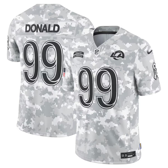 Personalized Men’s Los Angeles Rams #99 Aaron Donald 2024 Arctic Camo Salute To Service Limited Stitched Football Jersey