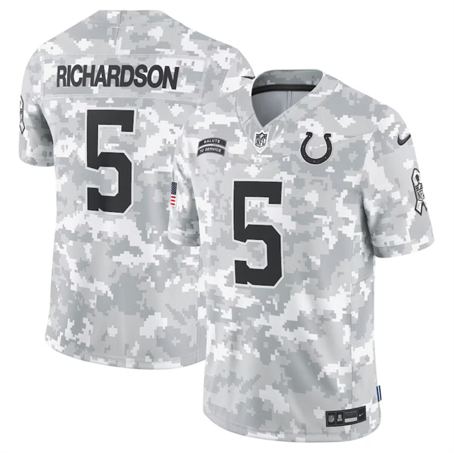 Personalized Men’s Indianapolis Colts #5 Anthony Richardson 2024 Arctic Camo Salute To Service Limited Stitched Football Jersey