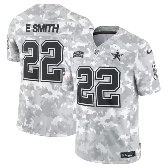 Personalized Men’s Dallas Cowboys #22 Emmitt Smith 2024 Arctic Camo Salute To Service Limited Stitched Football Jersey