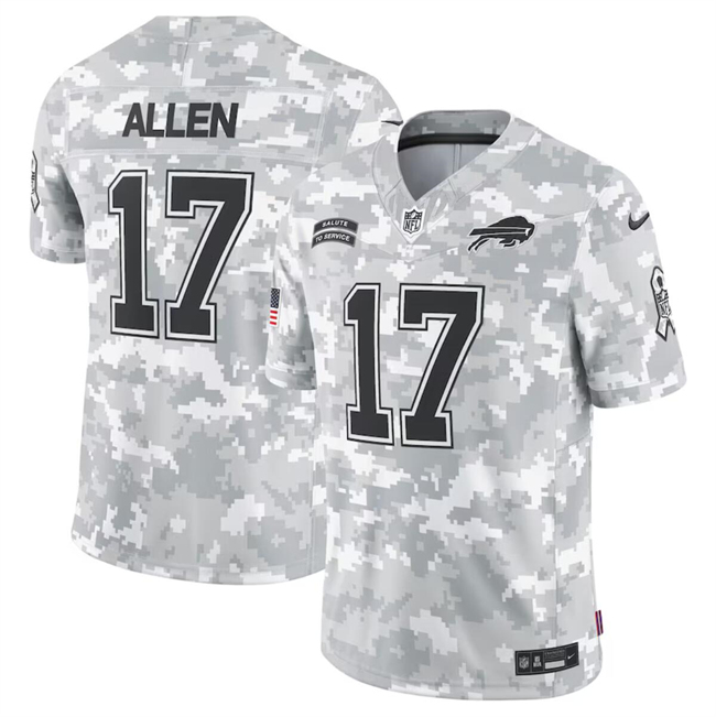 Personalized Men’s Buffalo Bills #17 Josh Allen 2024 Arctic Camo Salute To Service Limited Stitched Football Jersey
