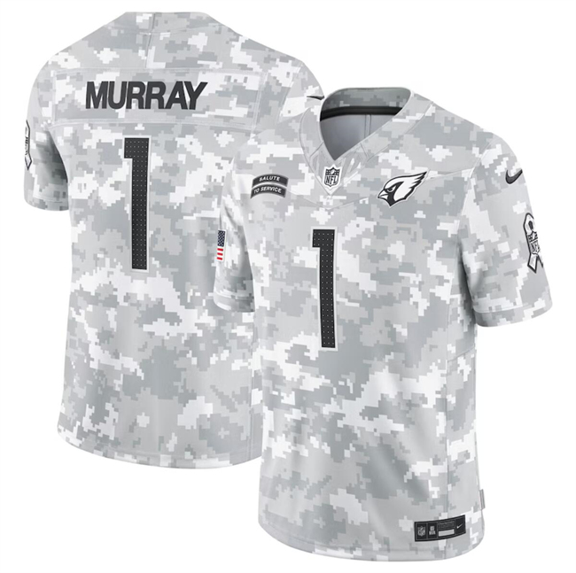 Personalized Men’s Arizona Cardinals #1 Kyler Murray 2024 Arctic Camo Salute To Service Limited Stitched Football Jersey