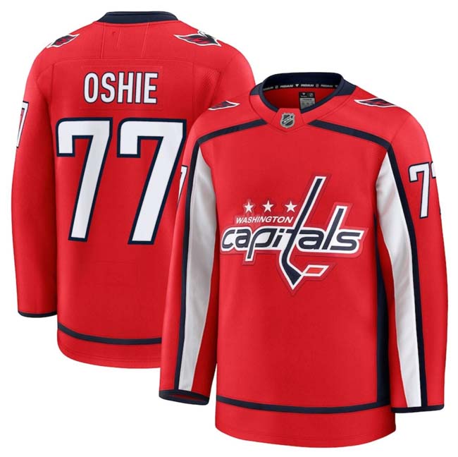 Personalized Men’s Washington Capitals #77 TJ Oshie Red 2024-25 Home Stitched Hockey Jersey