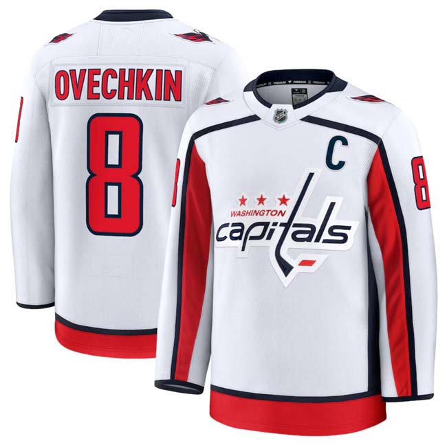Personalized Men’s Washington Capitals Active Player White 2024-25 Away Stitched Hockey Jersey