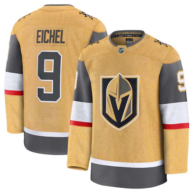 Personalized Men’s Vegas Golden Knights #9 Jack Eichel Gold 2024-25 Home Stitched Hockey Jersey