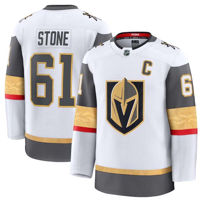 Personalized Men’s Vegas Golden Knights #61 Mark Stone White 2024-25 Away Stitched Hockey Jersey