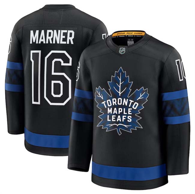 Personalized Men’s Toronto Maple Leafs #16 Mitchell Marner Black 2024-25 Alternate Stitched Hockey Jersey
