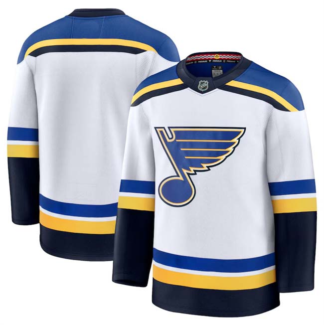 Personalized Men’s St. Louis Blues Blank White 2024-25 Away Stitched Hockey Jersey