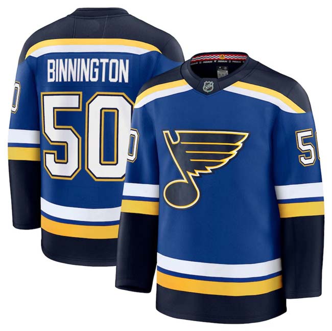 Personalized Men’s St. Louis Blues #50 Jordan Binnington Blue 2024-25 Home Stitched Hockey Jersey