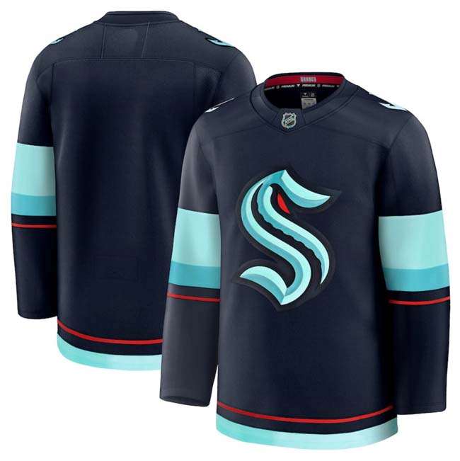 Personalized Men’s Seattle Kraken Blank Navy 2024-25 Home Stitched Hockey Jersey