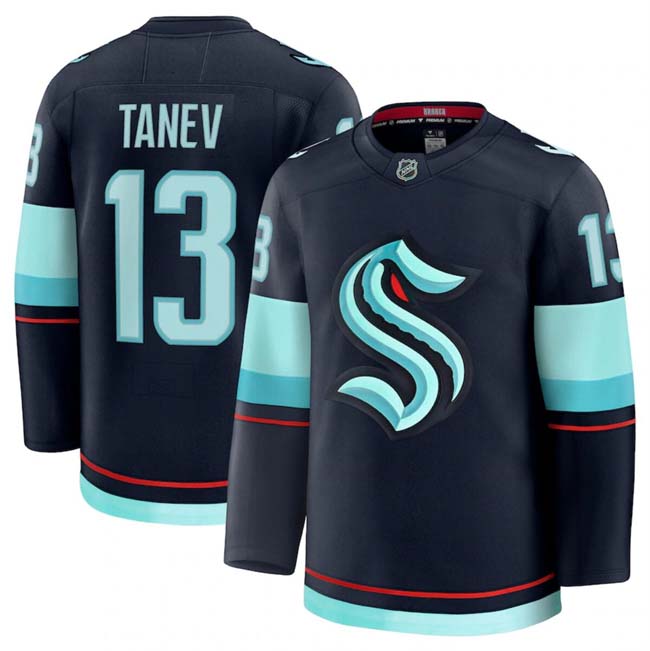 Personalized Men’s Seattle Kraken #13 Brandon Tanev Navy 2024-25 Home Stitched Hockey Jersey