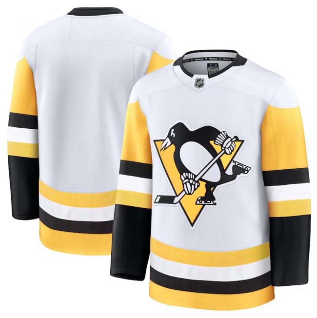 Personalized Men’s Pittsburgh Penguins Blank White 2024-25 Away Stitched Hockey Jersey