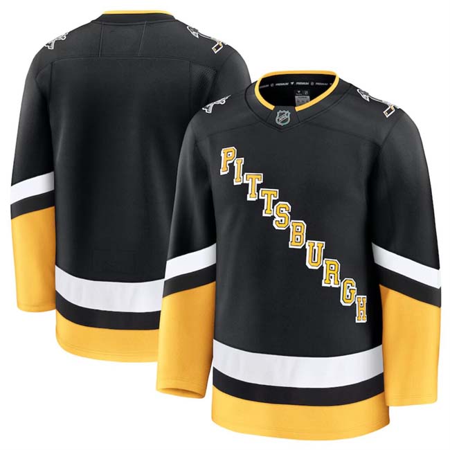 Personalized Men’s Pittsburgh Penguins Blank Black 2024-25 Alternate Stitched Hockey Jersey