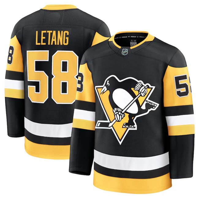 Personalized Men’s Pittsburgh Penguins #58 Kris Letang Black 2024-25 Home Stitched Hockey Jersey