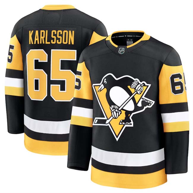 Personalized Men’s Pittsburgh Penguins #65 Erik Karlsson Black 2024-25 Home Stitched Hockey Jersey