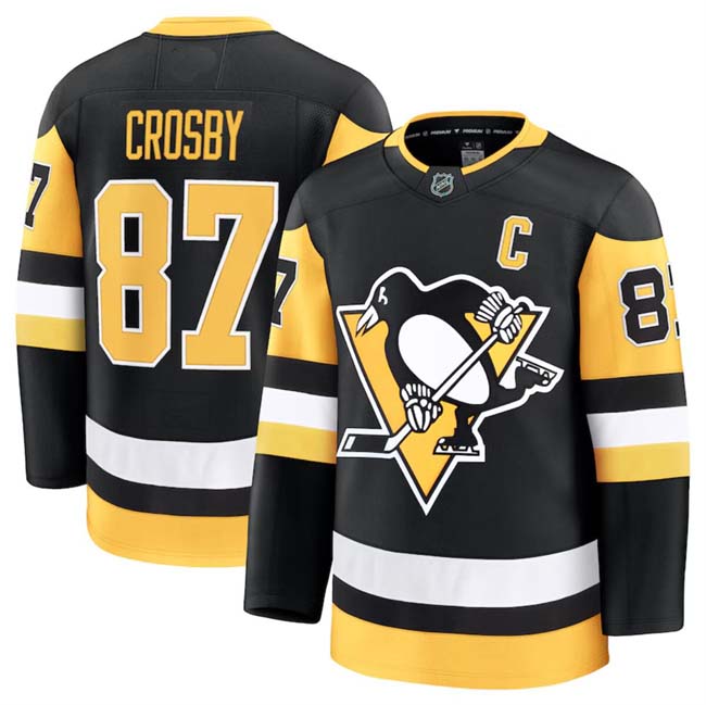 Personalized Men’s Pittsburgh Penguins #87 Sidney Crosby Black 2024-25 Home Stitched Hockey Jersey