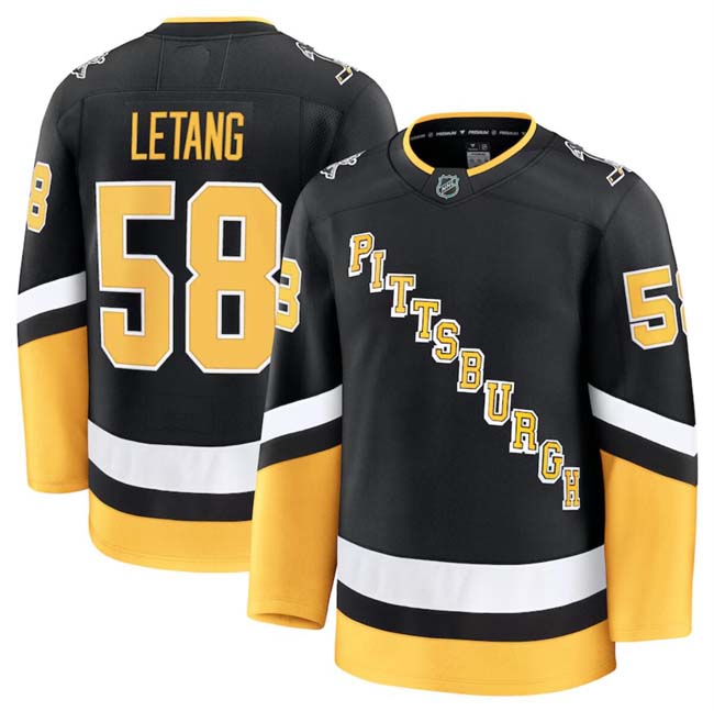 Personalized Men’s Pittsburgh Penguins #58 Kris Letang Black 2024-25 Alternate Stitched Hockey Jersey