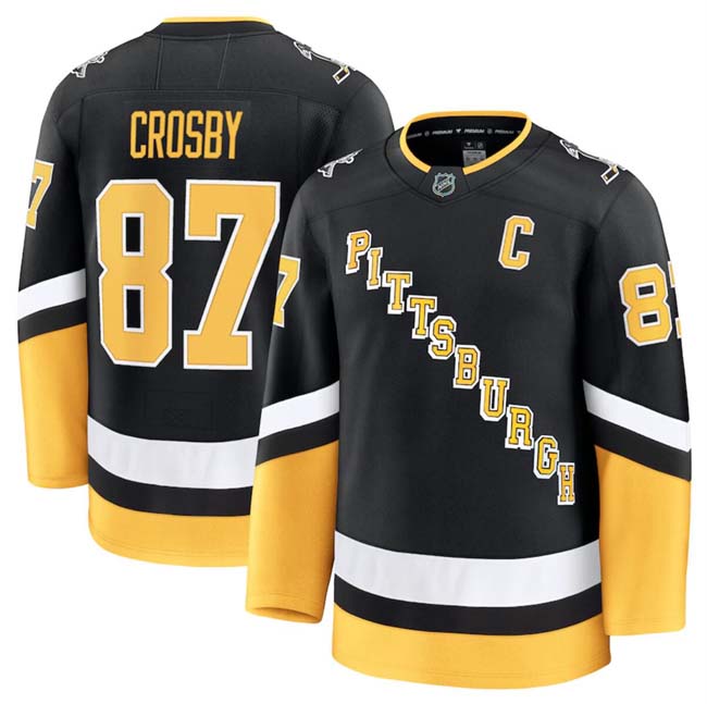 Personalized Men’s Pittsburgh Penguins #87 Sidney Crosby Black 2024-25 Alternate Stitched Hockey Jersey