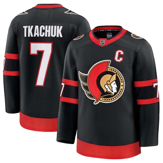 Personalized Men’s Ottawa Senators #7 Brady Tkachuk Black 2024-25 Home Stitched Hockey Jersey