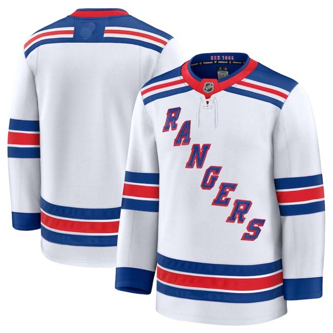 Personalized Men’s New York Rangers Blank White 2024-25 Away Stitched Hockey Jersey
