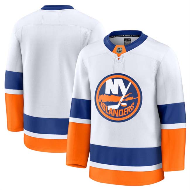 Personalized Men’s New York Islanders Blank White 2024-25 Away Stitched Hockey Jersey