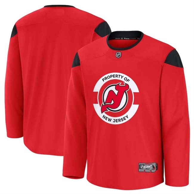 Personalized Men’s New Jersey Devils Red 2024-25 Team Practice Stitched Hockey Jersey