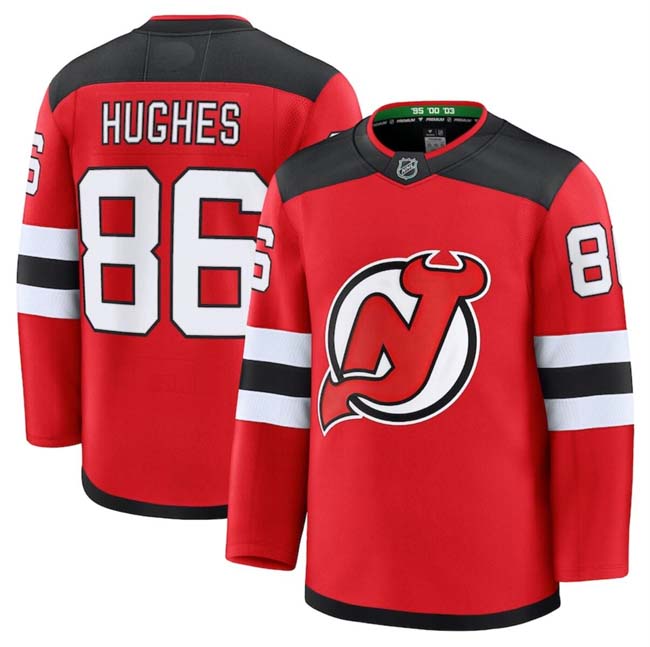 Personalized Men’s New Jersey Devils #86 Jack Hughes Red 2024-25 Home Stitched Hockey Jersey