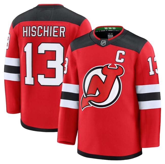 Personalized Men’s New Jersey Devils #13 Nico Hischier Red 2024-25 Home Stitched Hockey Jersey