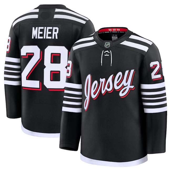 Personalized Men’s New Jersey Devils #28 Timo Meier Black 2024-25 Alternate Stitched Hockey Jersey